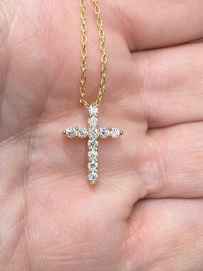 Moissanite Cross Pendant Necklace